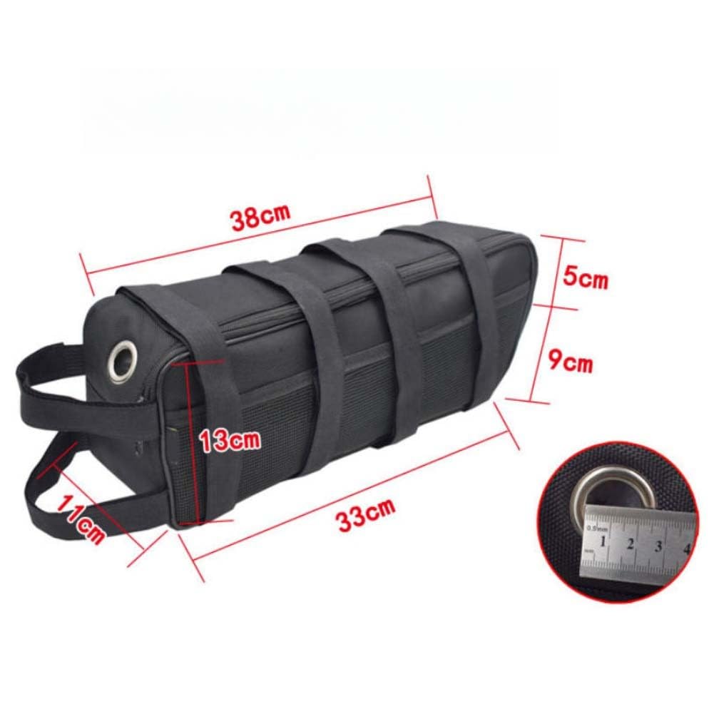 Fahrrad-Dreiecktasche, robuste 1680D-Nylon-E-Bike-Akku-Rahmen-Tasche mit Metallauslassloch, 38 x 11 x 14 cm, schwarzer Stauraum für Mountainbike, Rennrad