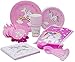 Pink Unicorn Theme Party Pack - Disposable Paper Plates, Cups, Napkins, Forks, Spoons, Gift Bags and Party Blowers - Serves 10