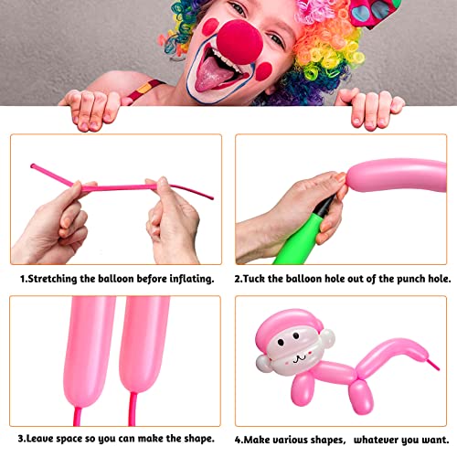 Image of Pink 260 Long Skinny Twisting Animal Balloons, Rainbow Balloons for Animal Shapes Carnival Festival Party Supplies 100pcs