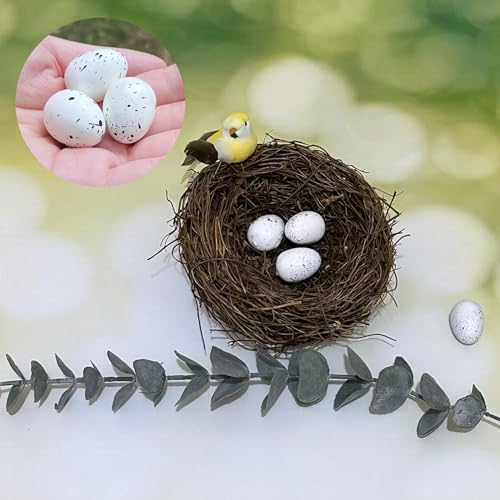 Image of LWINGFLYER Artificial Birds Nest with Eggs 4 Sets Large Decorative Rattan Birds Nest 4.7Inch for Spring Christmas Tree Ornaments Easter Decor Crafts Patio Garden Home Decor