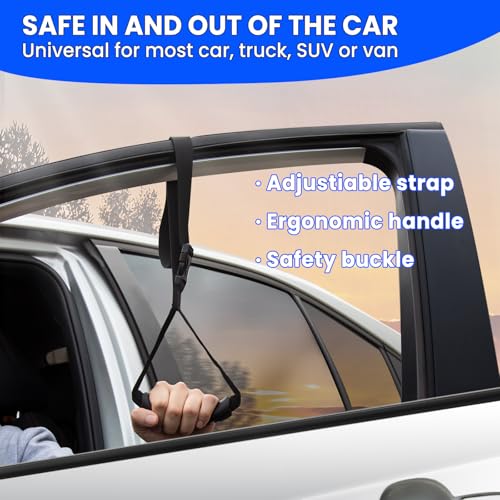 KOUNATSURI Car Handle Assist for Elderly - Car Door Handle for Elderly & Seniors & Handicap - Multifunction Car Armrest Portable Bar(2Pack Blue and Strap) - Image 4