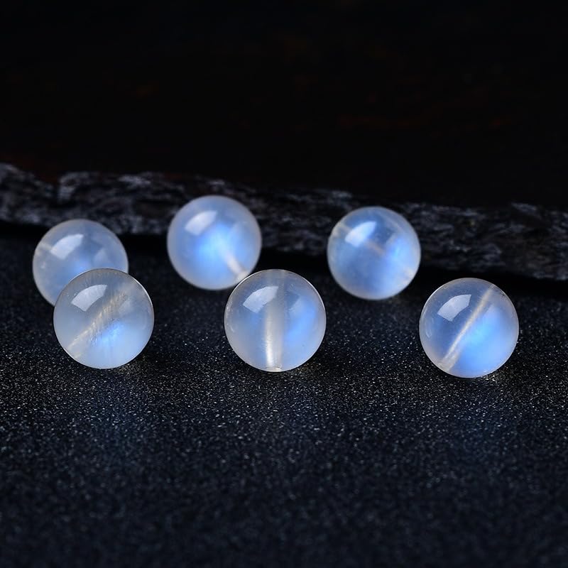 Lot de 5 Perles Rondes en Pierre de Lune Naturelle de 6 à 12 mm, Perles d'espacement en Cristal de Labradorite pour la Fabrication de Bracelets, Colliers et Bijoux Faits Main