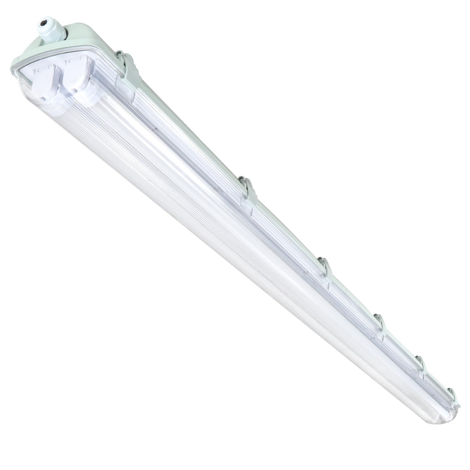 Réglette LED Lampe pour locaux humides 150cm, 4500K Blanc neutre, 24W Tube 2x T8 4800lm, IP65 étanche Lampe d'atelier Lampe tubulaire complète Lampe à vasque pour garage Cave