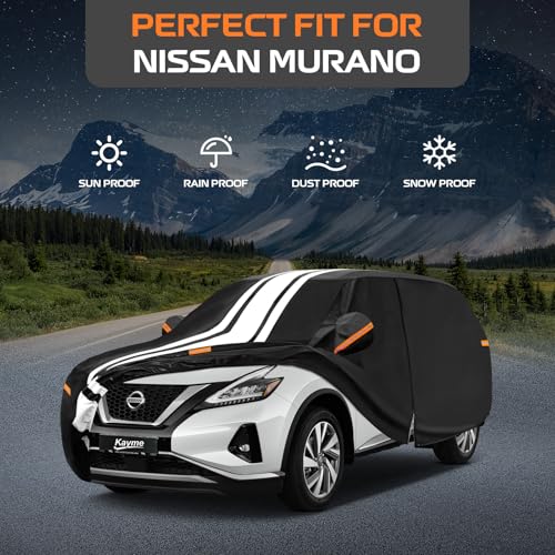 Image of Kayme Heavy Duty Car Cover Custom Fit for Nissan Murano (2002-2026) | Waterproof All Weather for Automobiles, Gift with Tape /Towel /Bag, Outdoor Full Exterior Cover Rain Snow Sun UV Protection.