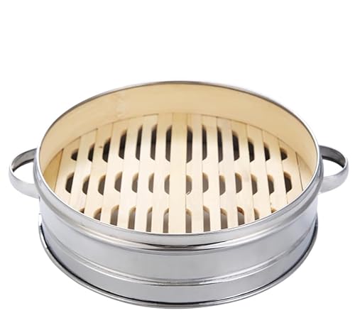 ANSNOW Bamboo Steamer Basket, Kitchen Steaming Basket with Stainless Steel Banding,Ng, Durable and Reinforced Bamboo Steamer Cooking Pan for Sim Sum Dumplings, Vegetables, Rice, Meat, Fish/1 Layers - Image 5