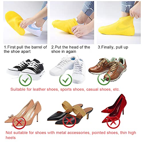 Silikon Überschuhe Wasserdicht Hillylolly Silikon Schuhüberzieher, Überschuhe aus Silikon, Segenüberschuhe Silikon, Wasserdichte Überschuhe Silikon für Kinder/Damen/Herren, geeignet für Regentage (M)