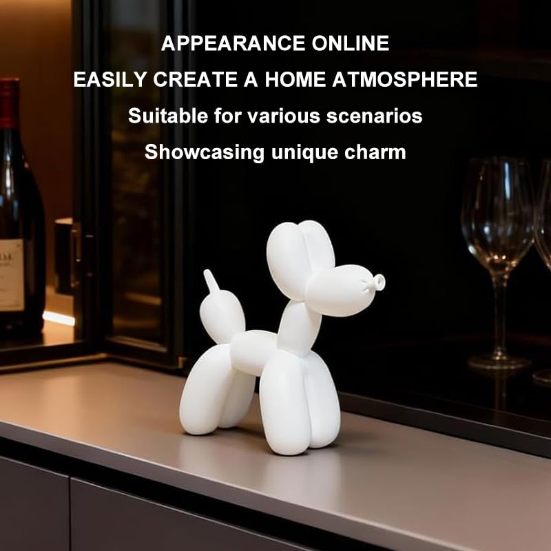 Figura decorativa de perro globo blanca miniatura 3