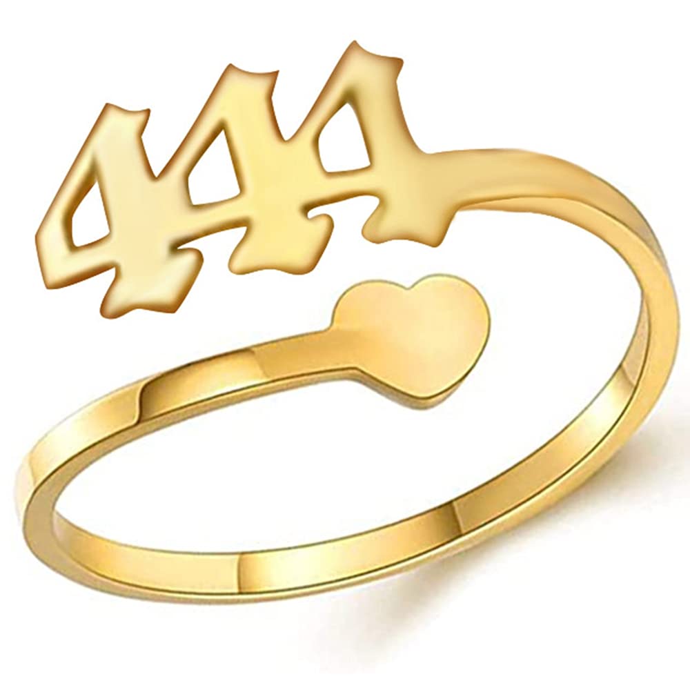 Jude Jewelers Stainless Steel Heart Charm Luck Angel Number Adjustable Size Wedding Band Anniversary Promise Ring