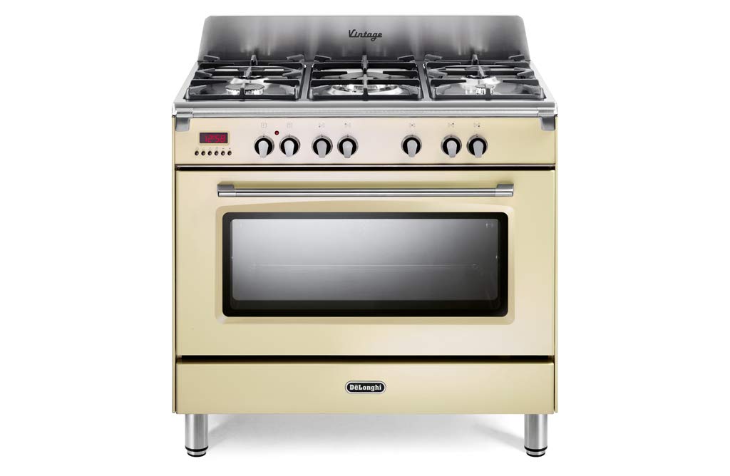 De'Longhi Cucina a Gas 5 Fuochi Forno Elettrico Ventilato 90x60 cm Acciaio Inossidabile Linea Mastercook