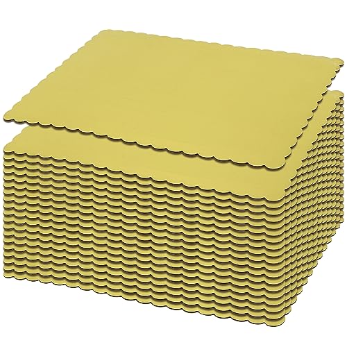 JEUIHAU 20 PCS Gold Cake Board Rectangle, Quarter Sheet Cake Boards, Rectangle Cake Base Board 10 x 14 Inch Rectangle Cake Board for Cakes, Cupcakes, Desserts, Pastries