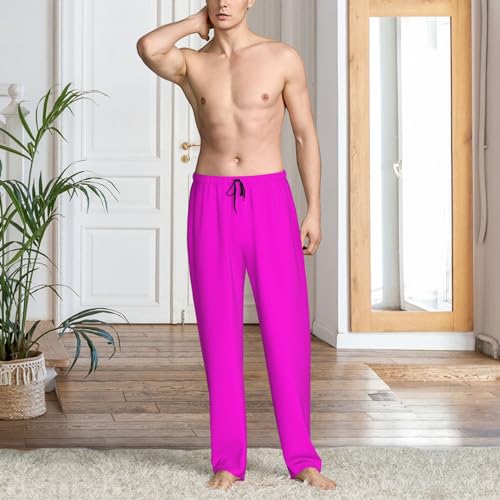 Mens Pajama Pants - Pink Print Soft Sleep Lounge Pants For Men, Casual Pj Bottoms With Pockets2