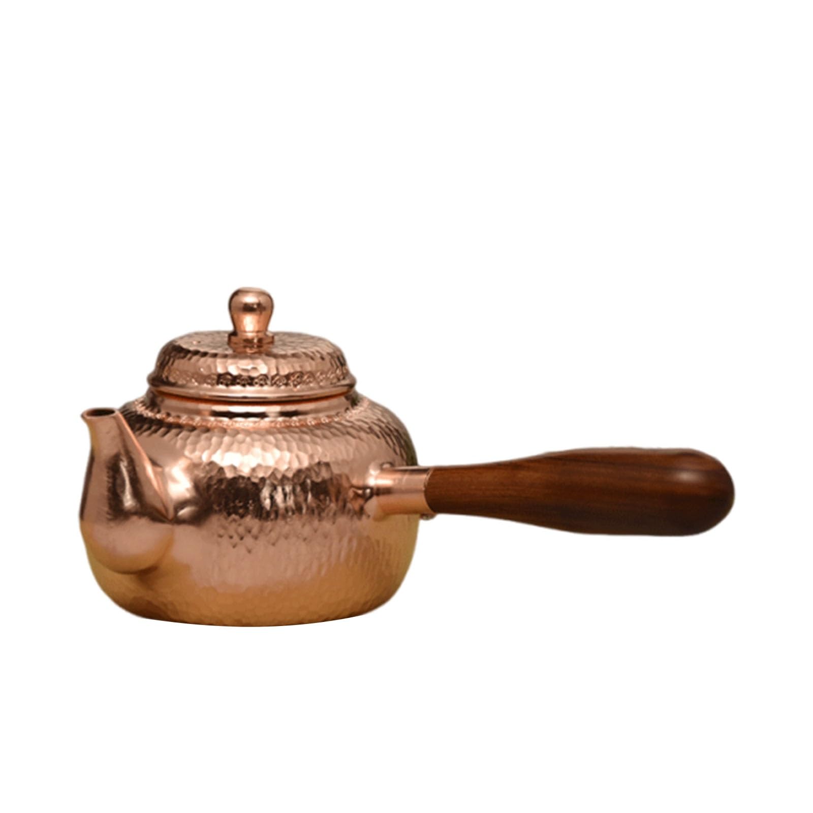 Tetera de cobre hecha a mano, hervidor vintage con mango largo, diseño batido para té, café, leche, perfecta para camping, senderismo, picnics y uso en hoteles