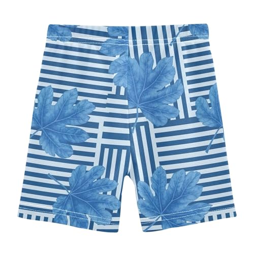 Joisal Cotton Shorts for Under Dresses Botanical Leaves Blue Geometric Striped Toddler Biker Shorts Girls 4t Summer Outfits2