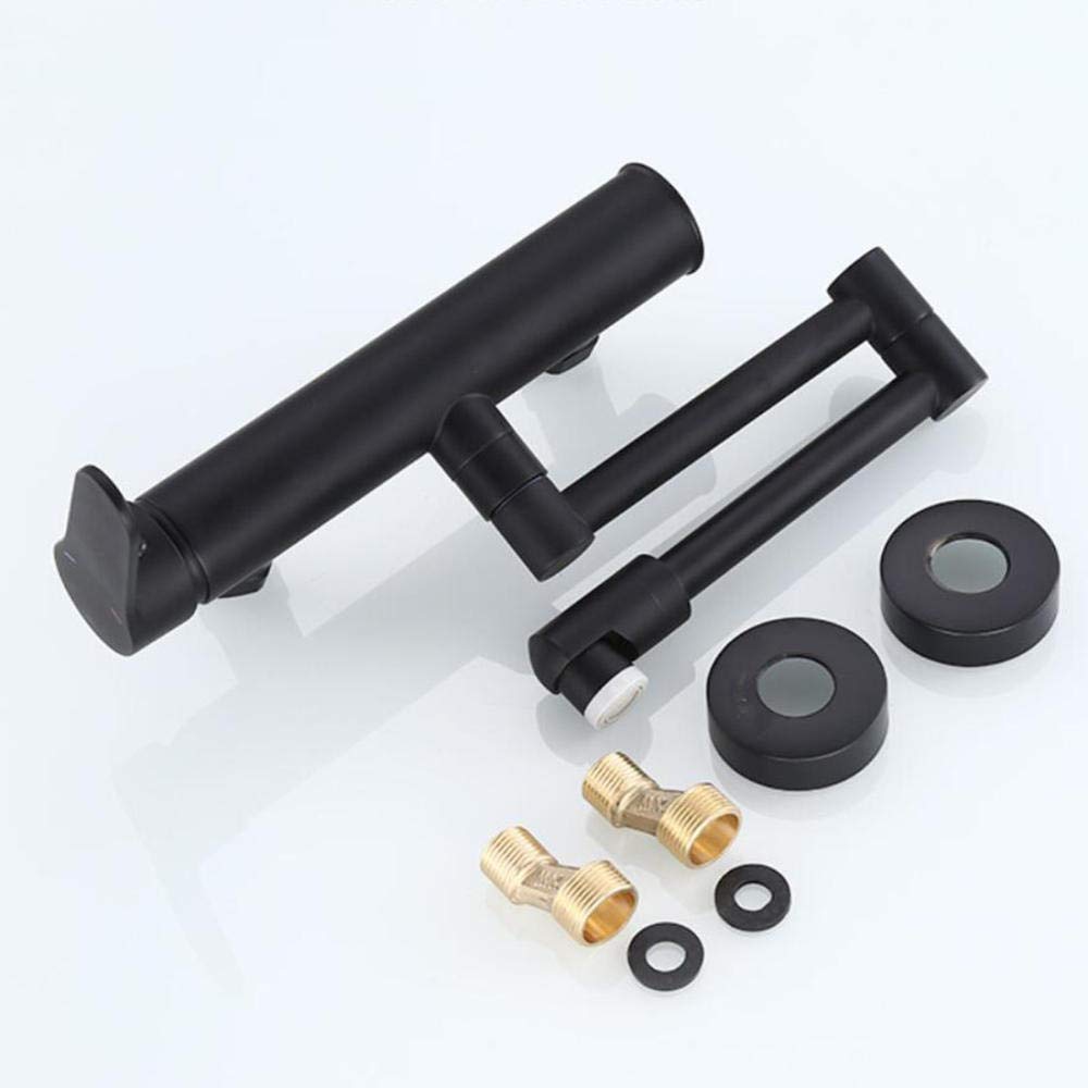 grifo cocina pared Grifo de cocina grifo de pared frío y caliente para fregadero de cocina fregadero fregadero lavabo plegable cobre giratorio-Negro