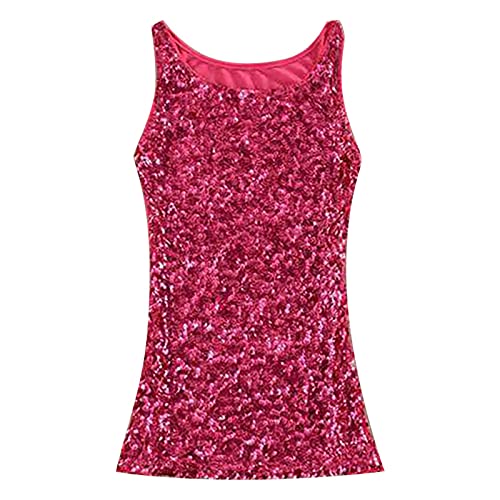Briskorry Débardeur à paillettes pour femme - Sans manches - À bretelles spaghetti - T-shirt à paillettes - Pour rave disco - Carnaval, A-2., taille unique