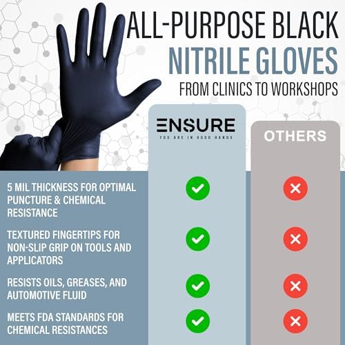 Miniatura 8 de Guantes desechables médicos de examen de nitrilo de color gris y negro, clasificación de quimioterapia, sin polvo, sin látex, no estéril, 5 mil,