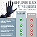 Ensure Nitrile Exam Gloves, Powder-Free, Latex-Free, Chemo Rated, Non-Sterile, Textured Fingertips, Heavy Duty, Medical, Surgical, Food Safe, Tattoo, Cleaning - Black, 5 Mil (100, Medium)