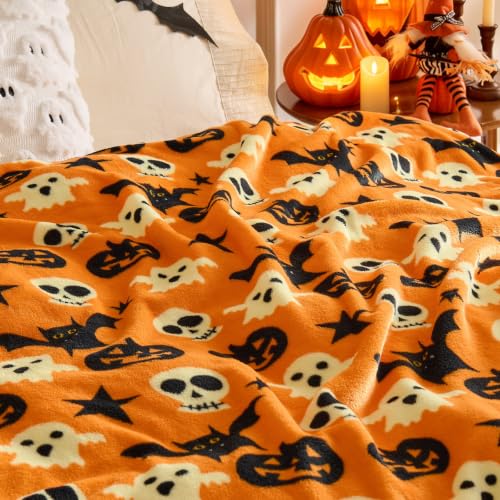 Image of BEDELITE Halloween Throw Blanket, Spooky Decor & Gift, Orange, 50 inchx60 inch