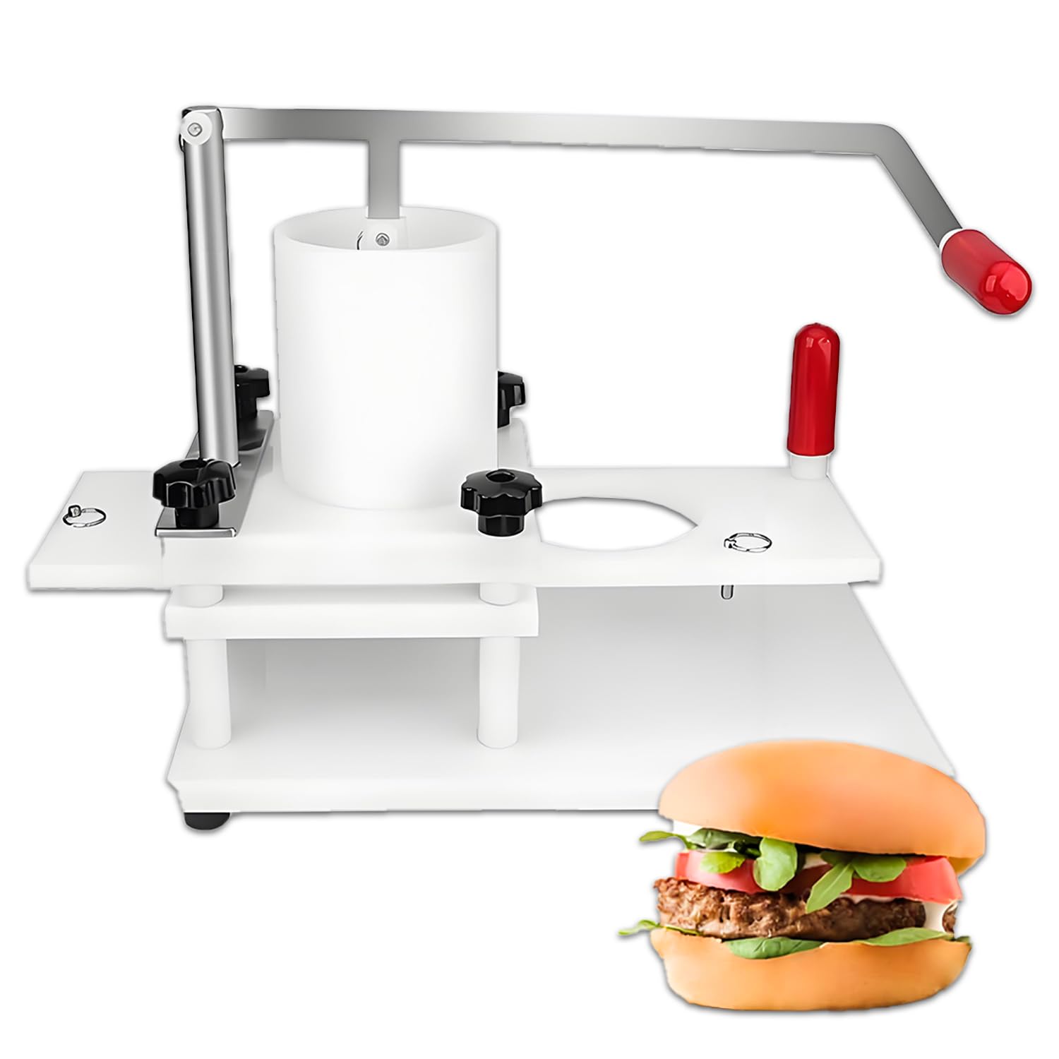 YXYLJOZ Heavy Duty Hamburger Maker - Tabletop Fixed Design with Extended Handle, Food-Grade Material for Efficient Forming, Ideal for Meat and Pumpkins Pies