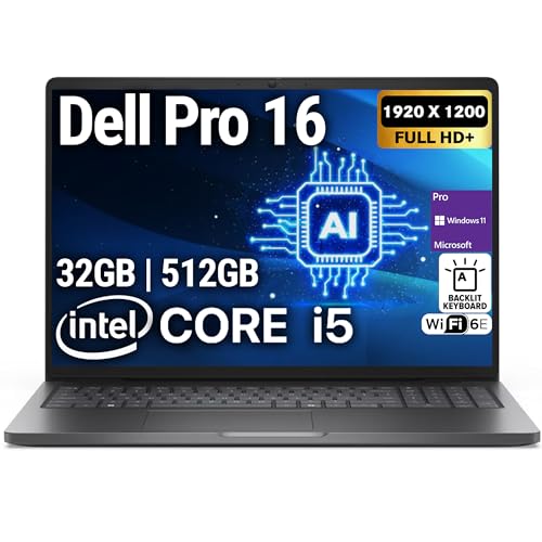 OemGenuine Dell Pro 16 PC16250 (Latitude 3550�����p) 16�C���` FHD+ �f�B�X�v���C �r�W�l�X�m�[�g�p�\�R�� Intel 10 Core i5-120U�A32GB DDR5 RAM�A512GB SSD�AWi