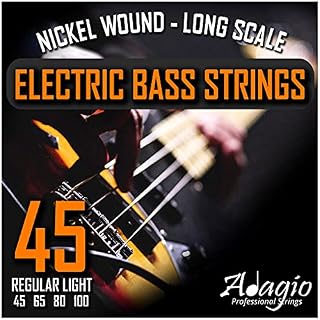 .045-100 Medium/Light Electric Bass Guitar Strings Set for Power/Swing Nickel Plated - ADAGIO PRO