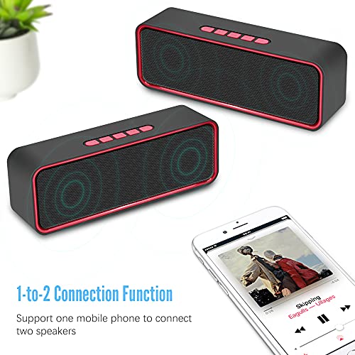 Bluetooth Lautsprecher, Tragbarer Wireless Bluetooth 5.0 Lautsprecher mit 3D-Stereo-HiFi-Bass, 1500-mAh-Akku, 12 Stunden Spielzeit (Rot) – Bild 3