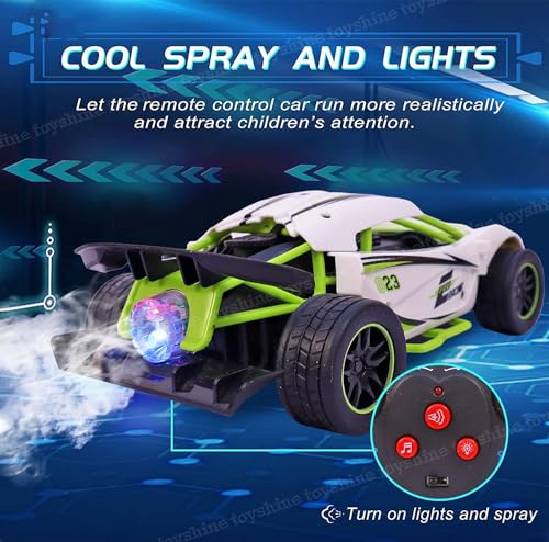 Image of ADM Rechageable Remote Control Car with Water Mist Spray Function for Kids, 2.4Ghz RC Drift Car, High Speed Racing Sport, with LED Light & Sound Electric Toy (White)