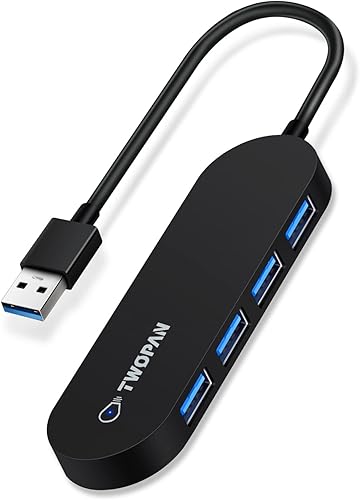TWOPAN Hub USB 3.0 de 4 puertos, concentrador de datos USB portátil ultra delgado para MacBook ProAir, Surface Pro, Chromebook, Pixelbook, XPS,