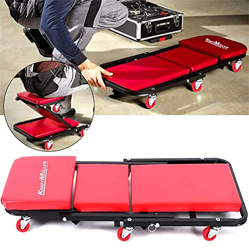 Chariot de Visite Kraft Müller Mécanicien Pliable Planche de Travail, Voitures, Roues Pivotantes 360°, Appui-tête Ergonomique