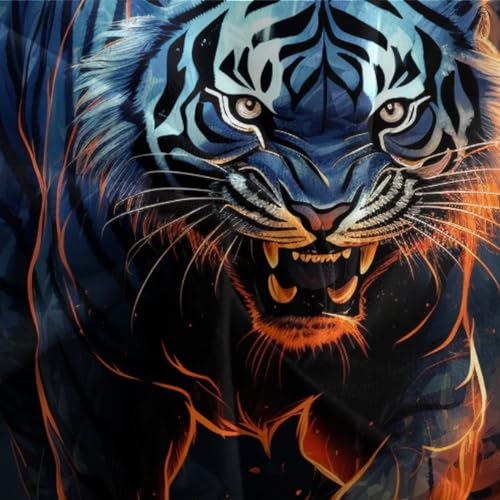 Housse de couette 140x200 cm impression 3D tigre haute densité