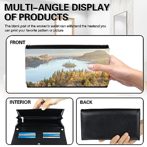 2pcs Sublimation Heat Transfer Wallet Blank, Fashion Ladies Leather Wallets, Large Capacity Secure Buckle Leather Clutch Wallet, DIY Craft Long Purse for Women Girl Gift (2pcs)4