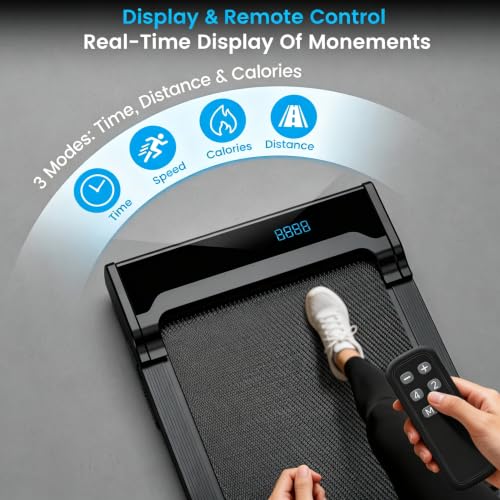 Image of Walking Pad Treadmill for Home - Under Desk Walking and Running with Remote Control Portable Electric Machine Adjustable Slim Compact with 0.6-4.0MPH Modes Max up 265 Lbs for Home Office