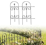 32 Inch x 20 Feet (16 Panels) Black Decorative Garden Fence Folding Border...