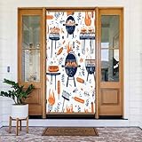 Cartel decorativo con diseño de jamón asado con cubierta de carbón para puerta, telón de fondo para porche, fiesta de vacaciones, fondo de cabina de fotos, uso en interiores y exteriores, talla única
