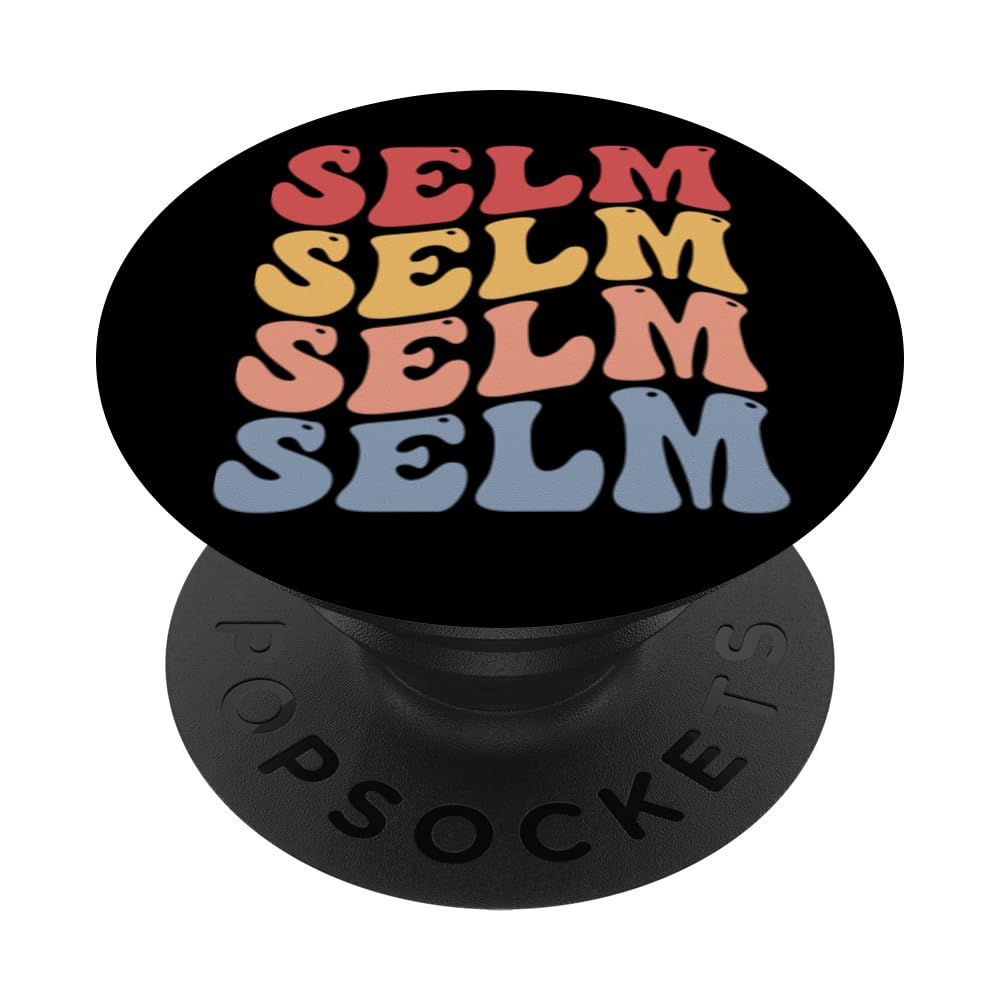 Selm City Groovy Retro PopSockets Swappable PopGrip, Black