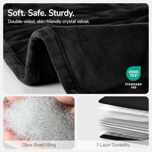 Image of Weighted Blanket for Adults, 10 lbs, 60 inch x 78 inch, washable Blankets, Black | Soft Queen Size Heavy Blanket, Large Weighted Blankets with Glass Beads for Stress Relief and Sleep Promotion