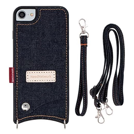 [ニードネットワーク]日本が誇るデニム iPhone SE 用 ケース 第3世代 第2世代 iPhone SE2 用 ケース iPhone8 用 iPhone7 用 スマホケース ショルダー ショルダー付き カード入れ ショルダータイプ スマホショルダー スマホショルダーストラップ