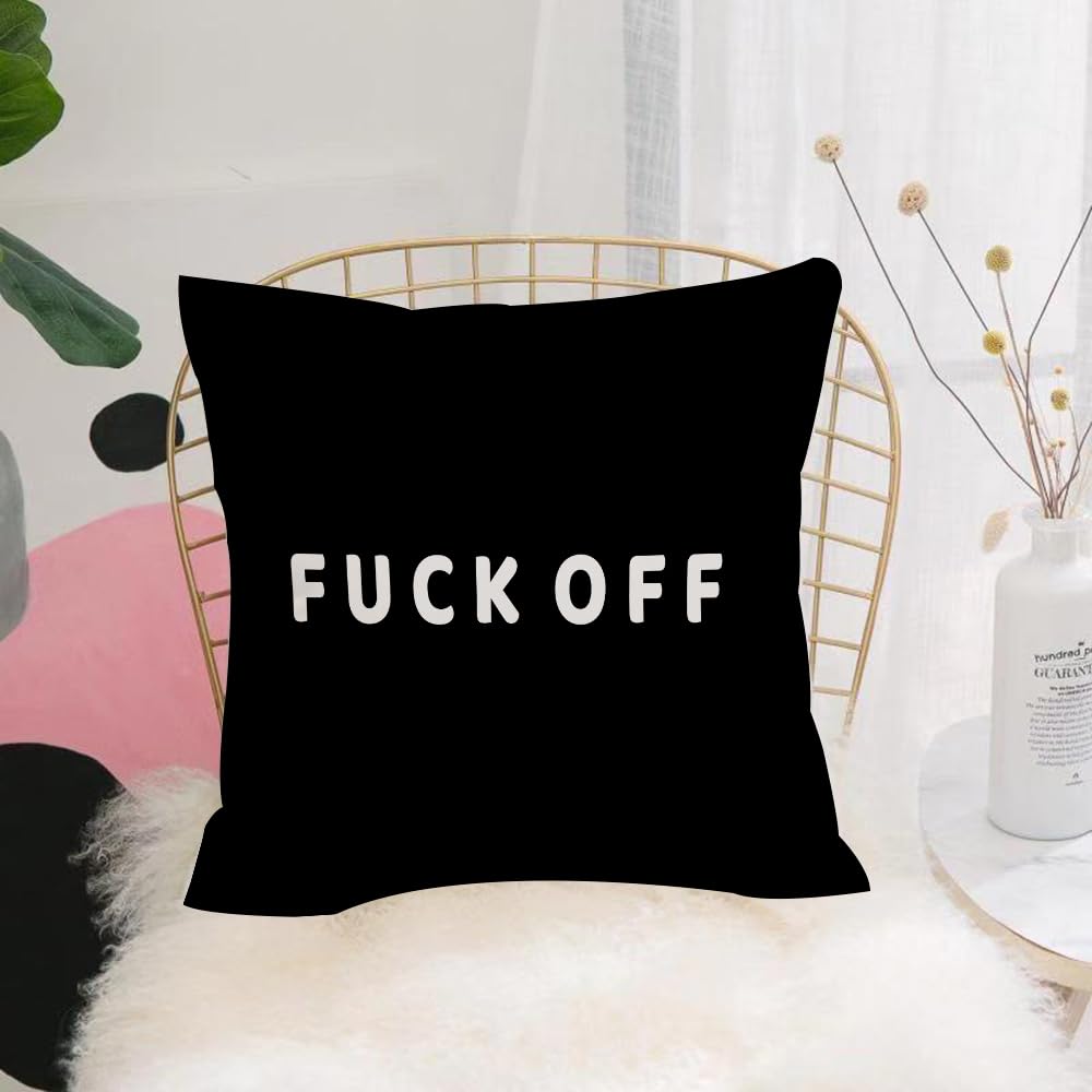 HYOSXW Cushion Cover,Throw Pillow Case Home Decorative for Living Room Bedroom Sofa Chair 16X16 Inch,On a black background，FUCK OFF,Pillowcase 40X40cm
