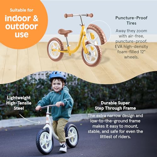 Image of Retrospec Cub Toddler Balance Bike for Ages 18 Months - 3 Years - 12in No-Pedal Beginner Bicycle with Adjustable Seat, Puncture-Proof Tires & Safe Low Frame Design