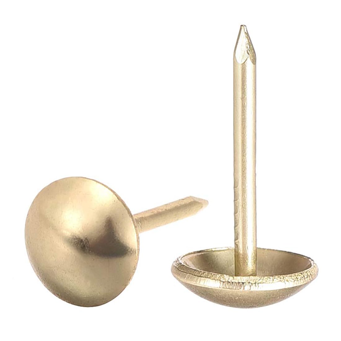 TOP-VIGOR 50Pcs Gold Upholstery Tacks 9mm x 17mm, Decorative Metal Furniture Pins for Chairs, Cork Boards & DIY Projects