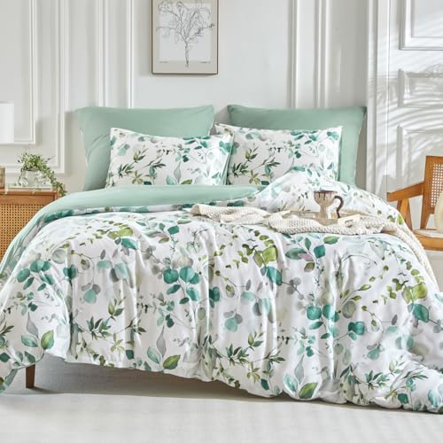Tokokimo - Juego de 3 artículos, funda nórdica de 200 x 200 cm, 2 fundas de almohada con cremallera de 80 x 80 cm, diseño de flores de primavera, de microfibra, juego para cama doble con cierre de