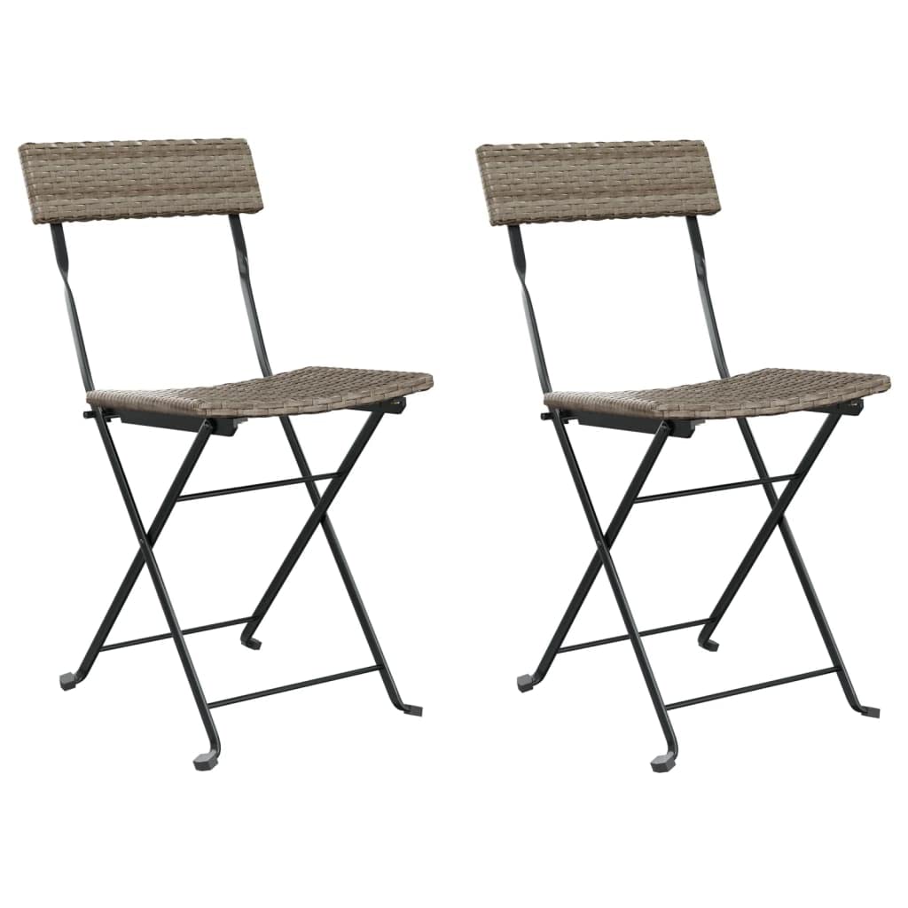 2 Sedie Pieghevoli da Bistrò in Polyrattan Grigio da Giardino | Sedute salvaspazio in rattan sintetico ideali per arredare balcone, terrazzo e piccoli spazi all aperto.