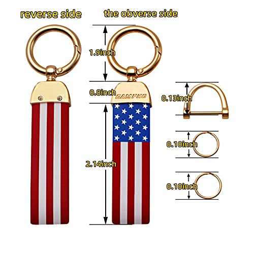 Gampro American Flag Car Keychain Accessories With Zinc Alloy Suit For Ford, Buick, Chevrolet, Jeep Fashion Keychain Suitable For Men And Women(Gold) #TOP2