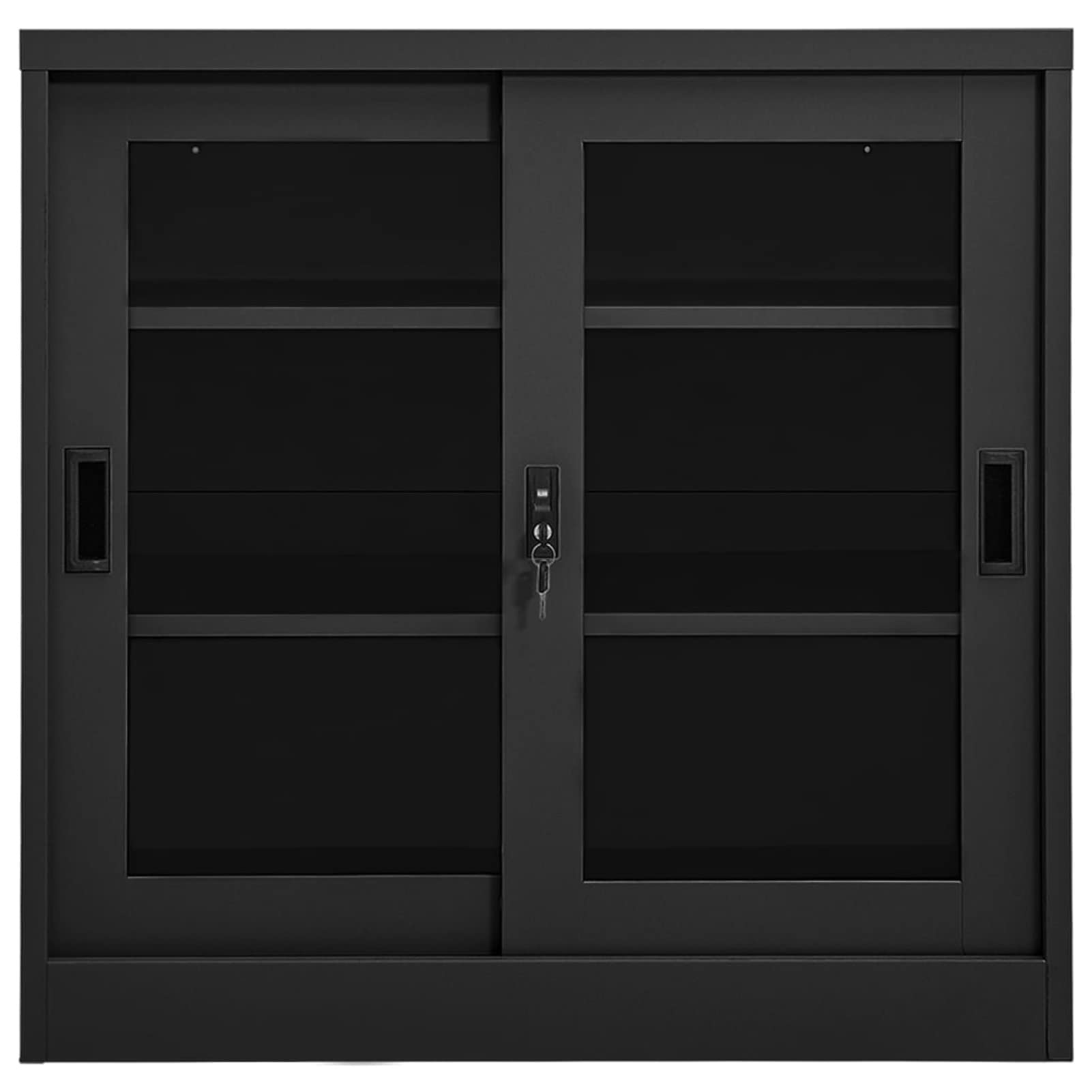 LAPOOH Armario con Puerta corredera, Armario Metalico, Armario Oficina, Mueble Archivador, Armario Archivador, Armario De Almacenamiento, Archivero Documentos, acero Antracita 90x40x90 cm