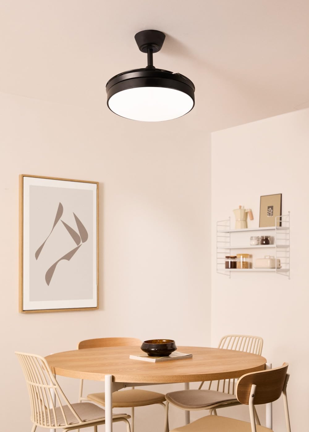 CREATE / WIND CLEAR S/Ventilateur de plafond avec lumière noir avec télécommande / 40W, Ø91 cm, minuterie, pales rétractables, 3 températures de lumière, fonction été-hiver