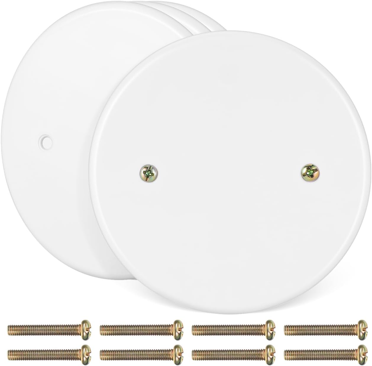 DOITOOL Ceiling Cover Plate,4.3 Inch Round Flat Plastic Electrical Box Plate Ceiling Fan Switch Cap, Holes Are Spaced 2.4 Inches, White