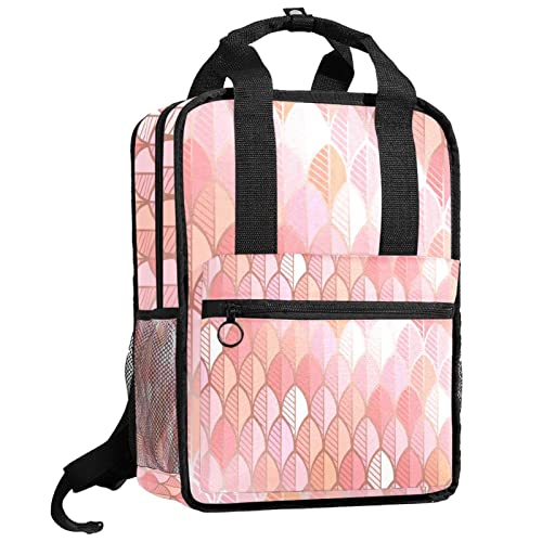 Sac à dos garçons et filles motif feuilles or rose taille unique