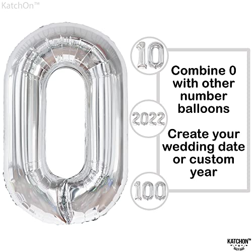 Image of KatchOn Silver Number 0 Balloon 40 Inch