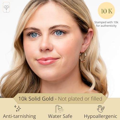 10k Two-Tone Gold Hoop in White & Yellow | Hypoallergenic & Real Gold Hoops by MAX + STONE2