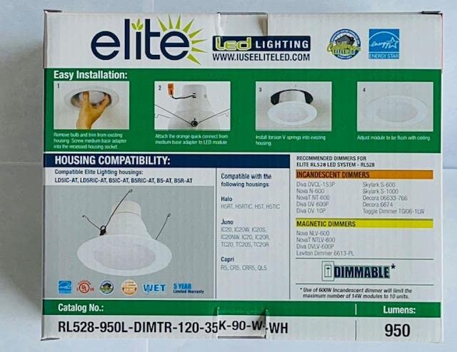Elite RL528 5 Inch Universal LED Retrofit Reflector Lighting Module, White (3500K)